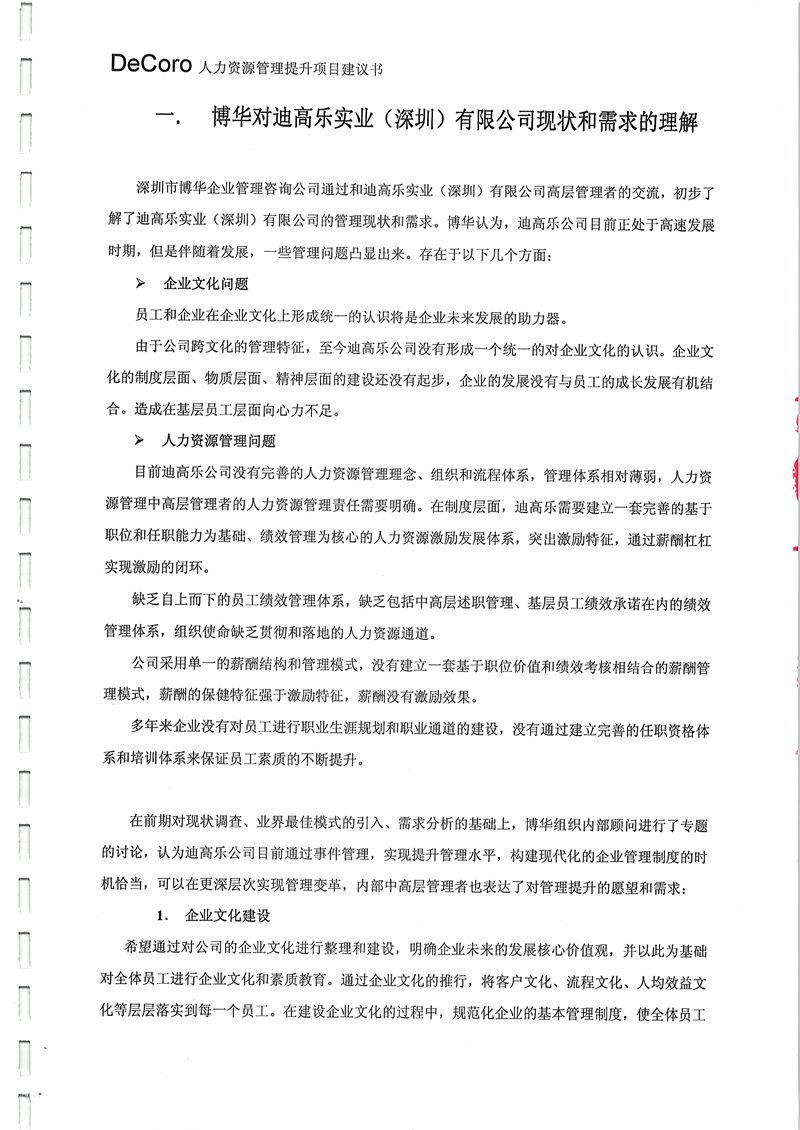 迪高樂人力資源管理提升咨詢項(xiàng)目