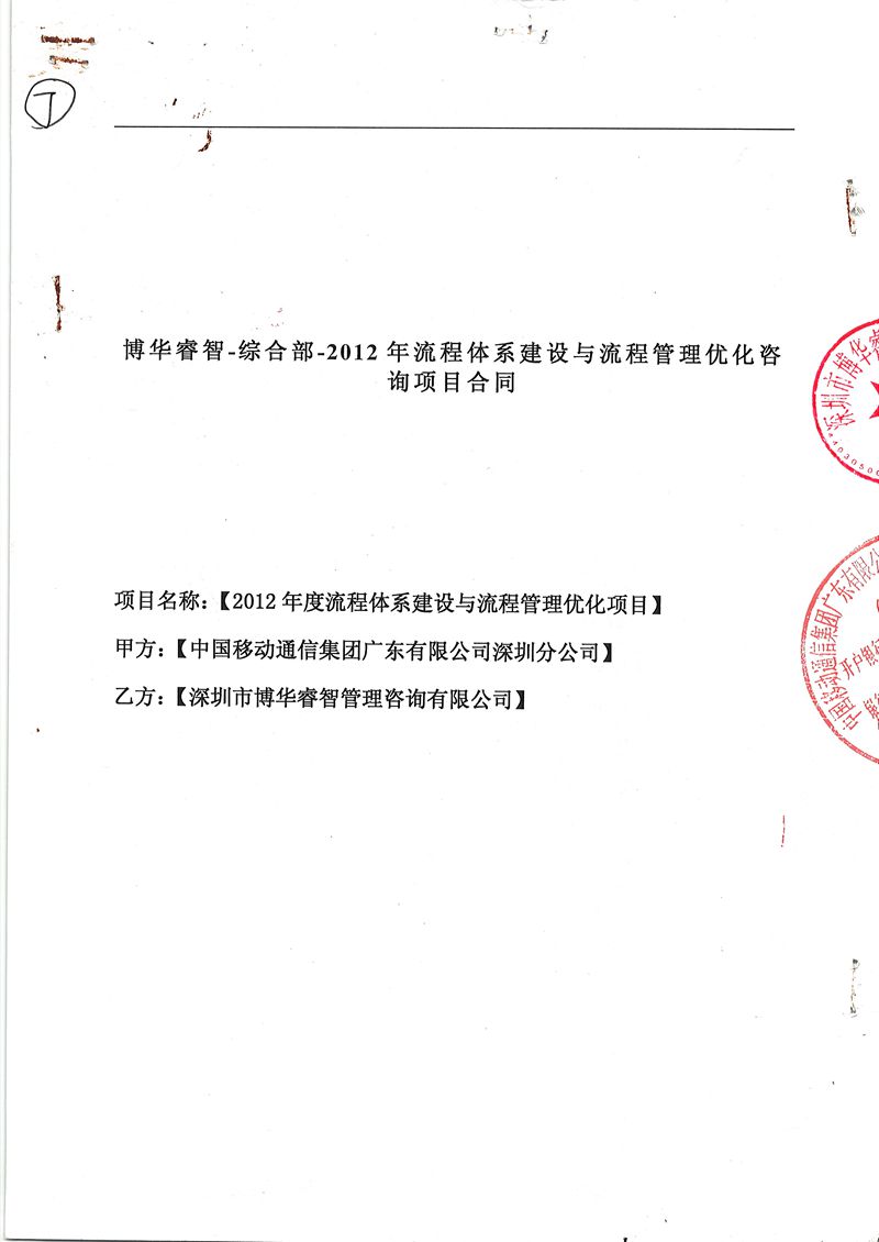 深圳移動(dòng)流程體系建設(shè)與流程管理優(yōu)化項(xiàng)目