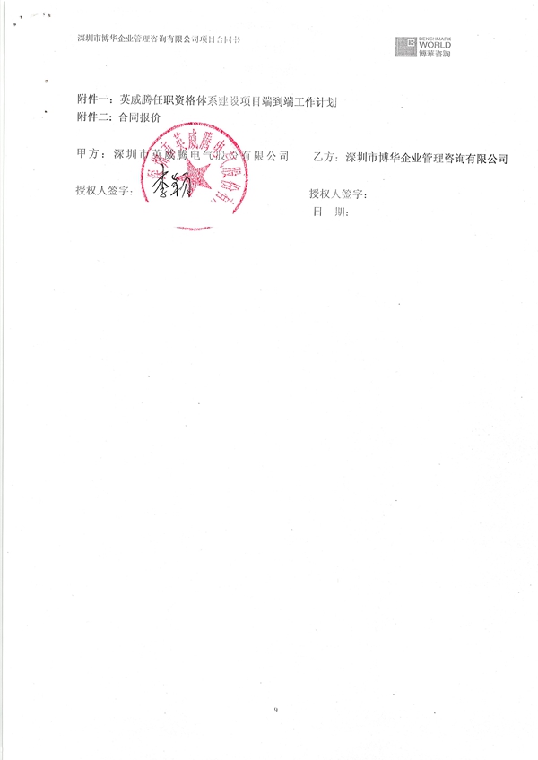英威騰任職資格體系建設(shè)咨詢項目